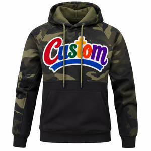 Custom Logo Camouflage <b>Hoodies</b> <b>Men</b> Color Block Pullover With Printed All Over <b>Camo</b> USA Polyester Hooded Top Street Pocket Sets - Product Image 2