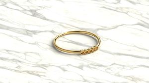 Bague minimaliste en or 18 carats avec cinq pierres serties de diamants ronds, bague de promesse délicate et empilable, bijoux fins, cadeau pour femmes - Product Image 3