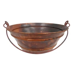 Bright Hammered Copper Vessel Sink <b>Round</b> Bathroom Countertop Wash <b>Basin</b> Hand Forged Pure Copper Bowl Modern Plumbing Fixture - Product Image 5
