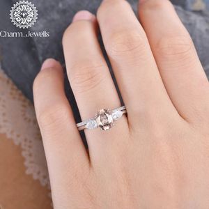 Bague de fiançailles en or rose et moissanite Charm_Jewells, taille ovale, sertie à griffes, style romantique, bijoux pour femme - Product Image 2