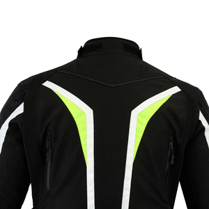 Men's Full Sleeve Motorcycle <b>Jacket</b> Black With Neon Green <b>Reflective</b> Stripes Windproof All Seasons Biker Wear Textile Apparel - Product Image 6