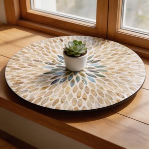 Bandeja giratoria Lazy Susan de nácar, plato de lujo para servir, organizador para mesa de comedor y decoración moderna para el hogar - Product Image 1