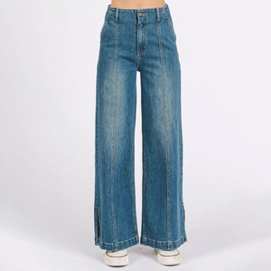 Women's High Street Casual Pencil Pants Blue Denim Jeans with Hole Embroidery Flare Skinny Leg New Arrivals - Product Image 2