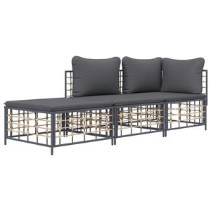 ชุดรับแขกลาน3ชิ้นทำจากหวายแอนทราไซต์พร้อมหมอนอิงชุดสวน - Product Image 3