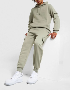 Mens Cargo Hoodie Tracksuit <b>Set</b> Premium Cotton Fleece Boxy Fit Breathable Pullover Hoodie <b>Matching</b> <b>Jogger</b> Pants Casual - Product Image 3