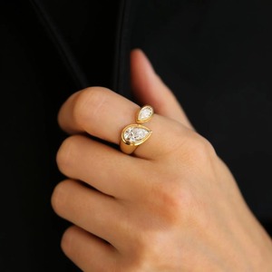 New Design Pear Cut 1.30tcw Lab Grown Diamond Bezel Set <b>Ring</b> <b>Open</b> Bypass Yellow Gold <b>Ring</b> with IGI Certified & VVS-VS Clarity - Product Image 5