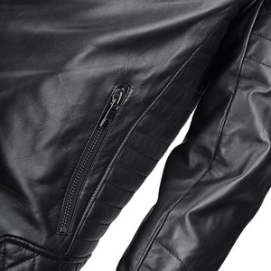 Veste de motard en cuir PU noir pour femme, coupe ajustée, manches matelassées, poches zippées, logo personnalisé, OEM - Product Image 5