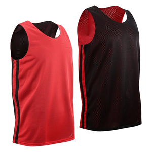 Maillot de basket réversible unisexe noir et blanc, débardeur sans manches en maille respirante, vêtements de sport pour adultes en polyester - Product Image 6