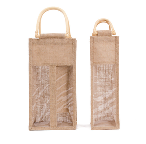 Bolsa Portabotellas de Yute Natural Resistente para Senderismo, Picnic y Uso en la Oficina - Product Image 1