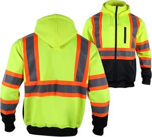 Chaquetas de Trabajo de Seguridad Impermeables de Poliéster con Capucha de Forro Polar Extraíble, Diseño Reflectante de Alta Visibilidad, Bolsillos Totalmente Impermeables - Product Image 1