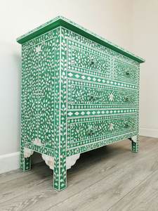Modern Green Mother of Pearl Inlay <b>Chest</b> of Drawers Luxury Bedroom <b>Storage</b> Cabinet Mediterranean Style Living Room Cabinet - Product Image 2