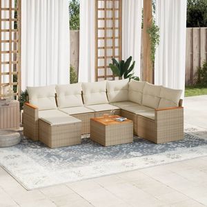 Ensemble de canapés de jardin en rotin beige crème blanc avec coussins en mousse haute densité, meubles d'extérieur imperméables, design contemporain - Product Image 1