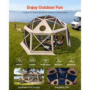 Gazebo Pop-up 15 x 15 piedi con Zanzariera, Montaggio Rapido, Tetto Rimovibile, Design Sferico a 13 Lati, Tenda da Campeggio con Borsa per il Trasporto, Riparo Solare - Product Image 3