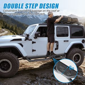 Pedane Laterali Nere in Acciaio al Carbonio per Jeep Wrangler JL 4 Porte 2018-2025, Barre Nerf a 2 Gradini, Compatibili con Rampe e Scale - Product Image 2