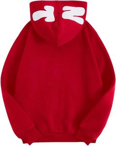 Red Full <b>Zip</b> <b>Hooded</b> Sweatshirt Men 100% Polyester Knitted Fleece Hoodie Casual Streetwear Silk Screen Printed Custom Graphic - Product Image 2