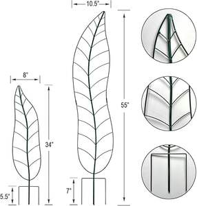 โครงเหล็กตกแต่งสวนสไตล์โมเดิร์นหรูหรา ลายใบไม้สีเขียว สำหรับพืชเลื้อยและตกแต่งดอกไม้ ชุด 2 ชิ้น - Product Image 5