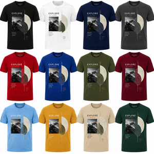 Camiseta de Manga Corta para Hombre, Color Verde Oliva, Cuello Redondo, Corte Regular, Tejido de Punto Terry, 100% Algodón, Ecológica, Estampado Informal - Product Image 3