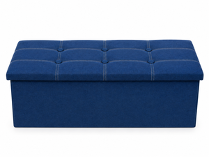Premium Foldable Fabric Bench <b>Storage</b> in Modern Navy Blue for Living Room Apartment & Hotel Use - Product Image 1