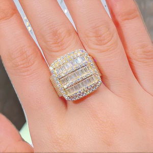 Bague de fiançailles, de mariage ou d'anniversaire en argent sterling 925 plaqué or avec diamant moissanite brillant personnalisé, romantique et hip-hop, cadeau - Product Image 4