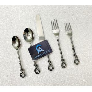 Juego de cubiertos de acero inoxidable 18/8 más popular con mango Knott, 5 piezas, para el hogar, hotel, mesa de comedor, cucharas para colocar en la mesa - Product Image 1