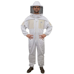 Men's Cotton Beekeeping <b>Suit</b> with Ventilated Mesh Hood Breathable Work Coverall White Full Body Protection - Product Image 1