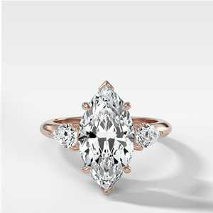 Wholesale F VS Marquise CVD Diamond <b>Ring</b> Marquise Accents 14K Real Gold 2.5 Carat Moissanite Three Stone Factory Supplier OEM - Product Image 3