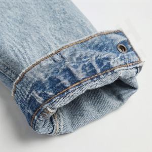 Chaqueta vaquera con logotipo bordado personalizado Vintage nuevo estilo polar cuello desgastado lavado acolchado mujer chaqueta vaquera Bomber - Product Image 6