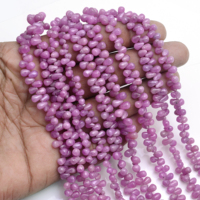 Premium Tropfenförmige 6 Zoll Natürliche Rosa Saphir Glatte Edelsteinperlen Strang, Zertifiziert von Drittanbietern für DIY Schmuck Armband