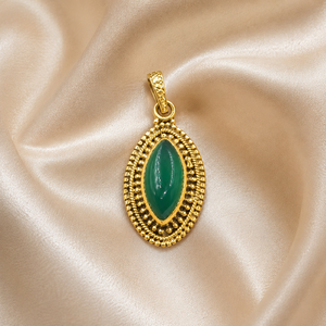 Marquise Green Onyx Pure 925 Sterling Silver Pendant Handmade Vintage <b>Statement</b> <b>Necklace</b> Charm Rose Gold Yellow Gold Plated - Product Image 4