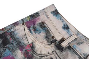 Jeans en denim personnalisés à imprimé numérique 3D, effet éclaboussures d'encre, coupe droite, pour homme - Product Image 4