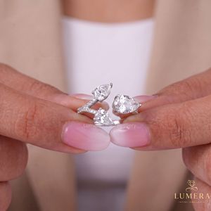 Meilleur Prix Bague en Or pour Femme, Diamant de Laboratoire Certifié IGI, Coupe Poire et Marquise, Trio de Pierres de Luxe, Vente en Gros OEM Fine - Product Image 5