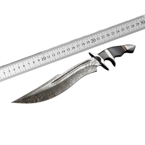 Cuchillo Bowie de Caza de Acero de Damasco Premium con Guardacuchillo, Hecho a Mano, Hoja Fija Personalizada - Product Image 5