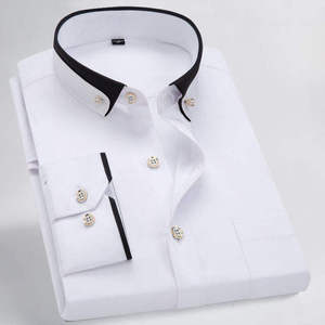 เสื้อเชิ้ตผ้าฝ้ายแบบทางการสำหรับผู้ชาย แขนยาว สวมใส่ทำงาน ทรงเข้ารูป มีกระเป๋า ไม่ต้องรีด สีพื้นเรียบ จำหน่ายจำนวนมาก - Product Image 2