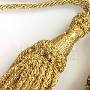Grossiste en franges décoratives en or massif, garnitures métalliques personnalisées, franges à pampilles avec boucle de suspension pour la décoration textile de la maison - Product Image 5