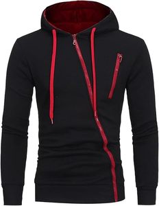 เสื้อฮู้ดซิปผู้ชายแบบขายส่ง สีเทาเข้ม ซับในฮู้ดตัดสี กระเป๋าซิปหลายช่อง ทรงปกติ สวมใส่สบาย ผ้าฟลีซ 100% ผ้าฝ้าย - Product Image 5