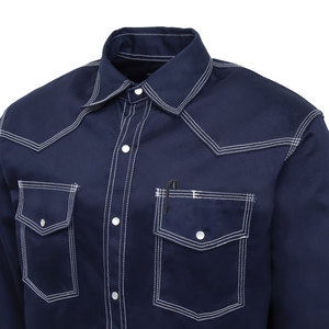 Chemises de travail pour hommes en coton 100% respirant, gaufrées, ignifuges, à manches longues, vêtements de sécurité pour la soudure, uniformes - Product Image 4