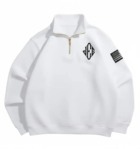 Sweat-shirt Homme Oversize à Col Zippé en Polaire Tricotée avec Broderie 3D, à Capuche, Hiver, Style Vintage Américain, Décontracté, Streetwear, 300g, Long - Product Image 6