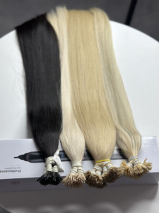 Extensions de cheveux naturels noirs à pointe I, lisses comme des baguettes, double épaisseur, cheveux humains vierges vietnamiens, kératine, vente en gros - Product Image 4