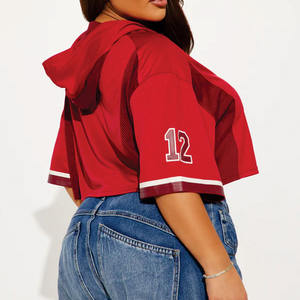 Sudadera con Capucha Personalizada para Mujer, Estilo Jersey de Fútbol Americano, Corte Holgado, Manga Corta, con Número Impreso, Malla Transpirable, Venta al Por Mayor OEM - Product Image 2