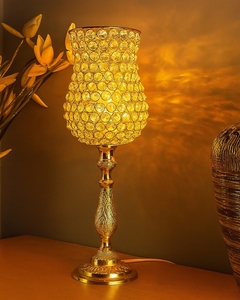 Classic golden crystal <b>table</b> <b>lamp</b> elegant goblet <b>base</b> handcrafted accent night light for luxury home decor wholesale OEM - Product Image 6