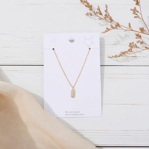 Collana con Ciondolo alla Moda, Placcata in Oro, in Acciaio Inossidabile, Lunga con Charm Rettangolare, Gioielli da Donna in Stile Minimalista - Product Image 3