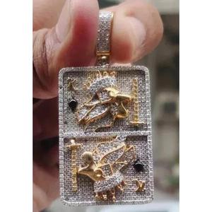 Colgante de Carta de Póker Rey y Reina con Diamantes Cultivados en Laboratorio VVS, Plata de Ley 925, Joyería Hip Hop para Hombre - Product Image 1