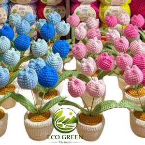 Plantes en pot au crochet faites à la main en gros, fleurs artificielles, mini décoration de bureau pour la maison, cadeaux de la fête des mères - Product Image 6