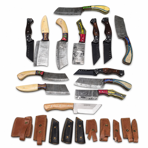 Jexmoo Custom Handmade Damascus Steel Chef Cleaver Knife With Colourful Wood Handle For Kitchen And <b>Camping</b> Use - Product Image 4