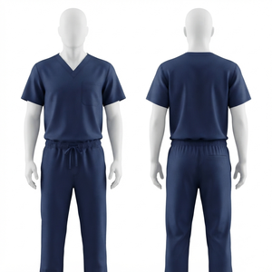 Uniforme médical unisexe en toile de coton et polyester extensible dans les quatre sens, 180 GSM, noir anthracite, personnalisable pour hôpital - Collection Premium Blackhardson - Product Image 1