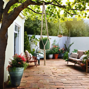 Jardinière murale en coton macramé écologique Porte-pot suspendu fait à la main Décoration pour la maison et le jardin Convient aux pots de 6 à 12 pouces - Product Image 2