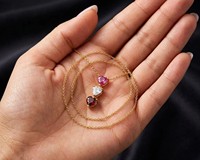 Collier pendentif en quartz rouge en forme de cœur avec sertissage clos finition or, pierre précieuse naturelle, bijou de protection spirituelle pour mariage et fête