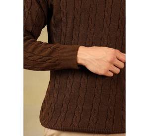 OEM Custom Heavyweight Men's Brown Cable Knit Sweater Long Sleeve Winter Pullover Knitted <b>Jumper</b> For Men Warm Male Knit Sweater - Product Image 5