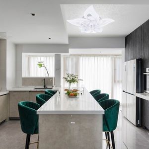 <b>Ceiling</b> <b>Light</b> Fan with <b>Remote</b> <b>Control</b> 3 Colors 6 Speeds 27-Inch 40W Dimmable LED Flower Shape Design - Product Image 2