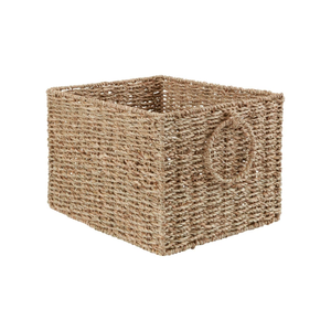 Paniers rectangulaires en jonc de mer naturel tressé à la main pour le rangement, panier de rangement en osier pour l'organisation de la maison, en provenance du Vietnam - Product Image 1